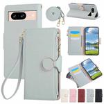 For Google Pixel 7 Round Buckle Zipper Wallet Leather Phone Case with Crossbody Strap(Sky Blue)
