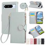 For Google Pixel 8 Pro Round Buckle Zipper Wallet Leather Phone Case with Crossbody Strap(Sky Blue)