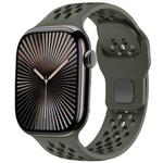 For Apple Watch 42mm / 41mm / 40mm / 38mm xDfind Mesh Reverse Buckle Silicone Watch Band(Olive Green)