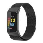 For Fitbit Charge 6 / 5 xDfind Milanese Magnetic Metal Watch Band, Size:S(Black)