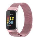For Fitbit Charge 6 / 5 xDfind Milanese Magnetic Metal Watch Band, Size:S(Rose Pink)