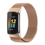 For Fitbit Charge 6 / 5 xDfind Milanese Magnetic Metal Watch Band, Size:L(Rose Gold)