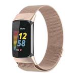 For Fitbit Charge 6 / 5 xDfind Milanese Magnetic Metal Watch Band, Size:L(Champagne Gold)