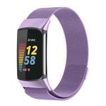 For Fitbit Charge 6 / 5 xDfind Milanese Magnetic Metal Watch Band, Size:L(Light Purple)
