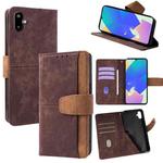 For Samsung Galaxy F06 5G Color Stitching Skin Feel Leather RFID Blocking Phone Case(Brown)