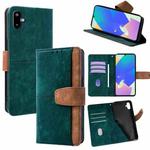 For Samsung Galaxy F06 5G Color Stitching Skin Feel Leather RFID Blocking Phone Case(Green)
