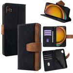 For Samsung Galaxy Xcover 7 5G Color Stitching Skin Feel Leather RFID Blocking Phone Case(Black)