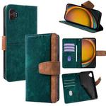 For Samsung Galaxy Xcover 7 5G Color Stitching Skin Feel Leather RFID Blocking Phone Case(Green)