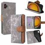For Samsung Galaxy Xcover 7 5G Color Stitching Skin Feel Leather RFID Blocking Phone Case(Grey)
