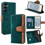 For Samsung Galaxy S25+ 5G Color Stitching Skin Feel Leather RFID Blocking Phone Case(Green)