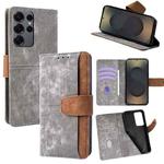 For Samsung Galaxy S25 Ultra 5G Color Stitching Skin Feel Leather RFID Blocking Phone Case(Grey)