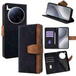 For Tecno Camon 40 Premier 5G Color Stitching Skin Feel Leather RFID Blocking Phone Case(Black)