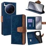For Tecno Camon 40 Premier 5G Color Stitching Skin Feel Leather RFID Blocking Phone Case(Blue)