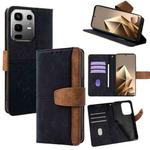 For Infinix Note 50 4G Color Stitching Skin Feel Leather RFID Blocking Phone Case(Black)
