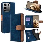For Infinix Note 50 4G Color Stitching Skin Feel Leather RFID Blocking Phone Case(Blue)