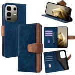 For Infinix Note 50 Pro+ 5G Color Stitching Skin Feel Leather RFID Blocking Phone Case(Blue)