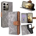 For Infinix Note 50 Pro+ 5G Color Stitching Skin Feel Leather RFID Blocking Phone Case(Grey)