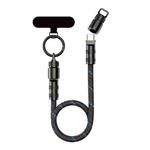 ROCK R15 Type-C to Type-C 60W Phone Lanyard Fast Charging Zinc Alloy Data Cable, Length:30cm(Black)