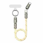 ROCK R15 Type-C to Type-C 60W Phone Lanyard Fast Charging Zinc Alloy Data Cable, Length:30cm(Creamy White)