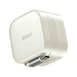 ROCK T90 PD35W Type-C Single Port GaN Wall Charger with Type-C Retractable Cable, UK Plug(Beige)