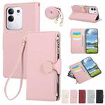 For vivo Y29 4G Round Buckle Zipper Wallet Leather Phone Case with Crossbody Strap(Pink)