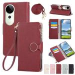 For vivo S19 Pro / V40 / V40 Pro Round Buckle Zipper Wallet Leather Phone Case with Crossbody Strap(Red)