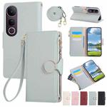 For vivo V50 Lite 5G Round Buckle Zipper Wallet Leather Phone Case with Crossbody Strap(Sky Blue)