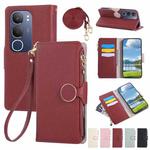 For vivo Y19s / Y29 5G Round Buckle Zipper Wallet Leather Phone Case with Crossbody Strap(Red)