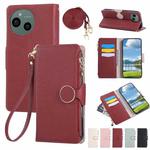 For Sharp Aquos Sense9 Round Buckle Zipper Wallet Leather Phone Case with Crossbody Strap(Red)