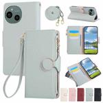 For Sharp Aquos Sense9 Round Buckle Zipper Wallet Leather Phone Case with Crossbody Strap(Sky Blue)