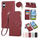 For Sony Xperia 10 VI Round Buckle Zipper Wallet Leather Phone Case with Crossbody Strap(Red)