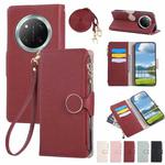 For Honor X60 Pro Round Buckle Zipper Wallet Leather Phone Case with Crossbody Strap(Red)