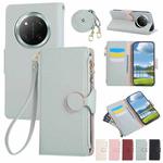 For Honor X60 Pro Round Buckle Zipper Wallet Leather Phone Case with Crossbody Strap(Sky Blue)
