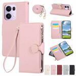 For OPPO Reno13 Pro Round Buckle Zipper Wallet Leather Phone Case with Crossbody Strap(Pink)