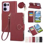 For OPPO Reno13 Pro Round Buckle Zipper Wallet Leather Phone Case with Crossbody Strap(Red)