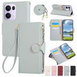 For OPPO Reno13 Pro Round Buckle Zipper Wallet Leather Phone Case with Crossbody Strap(Sky Blue)