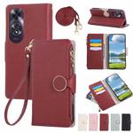 For OPPO A60 4G Global Round Buckle Zipper Wallet Leather Phone Case with Crossbody Strap(Red)