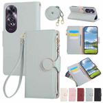 For OPPO A60 4G Global Round Buckle Zipper Wallet Leather Phone Case with Crossbody Strap(Sky Blue)