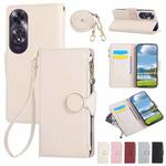 For OPPO A60 4G Global Round Buckle Zipper Wallet Leather Phone Case with Crossbody Strap(White)