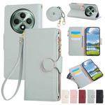 For OPPO Reno12 F Round Buckle Zipper Wallet Leather Phone Case with Crossbody Strap(Sky Blue)