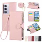 For OPPO A3 Pro India / A80 5G Round Buckle Zipper Wallet Leather Phone Case with Crossbody Strap(Pink)