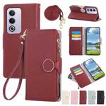 For OPPO A3 Pro India / A80 5G Round Buckle Zipper Wallet Leather Phone Case with Crossbody Strap(Red)