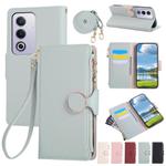 For OPPO A3 Pro India / A80 5G Round Buckle Zipper Wallet Leather Phone Case with Crossbody Strap(Sky Blue)