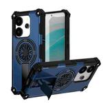 For Redmi Note 14 4G 163.25mm Shockproof Kickstand Metallic Shaft MagSafe Phone Case(Blue)