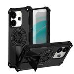 For Redmi Note 14 4G 163.25mm Shockproof Kickstand Metallic Shaft MagSafe Phone Case(Black)