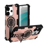 For Redmi Note 14 4G 163.25mm Shockproof Kickstand Metallic Shaft MagSafe Phone Case(Rose Gold)