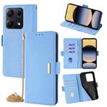 For Redmi Note 14S 4G Crossbody Chain Leather Phone Case(Blue)