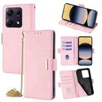 For Redmi Note 14S 4G Crossbody Chain Leather Phone Case(Pink)