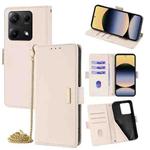 For Redmi Note 14S 4G Crossbody Chain Leather Phone Case(White)