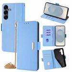 For Samsung Galaxy S25 5G Crossbody Chain Leather Phone Case(Blue)